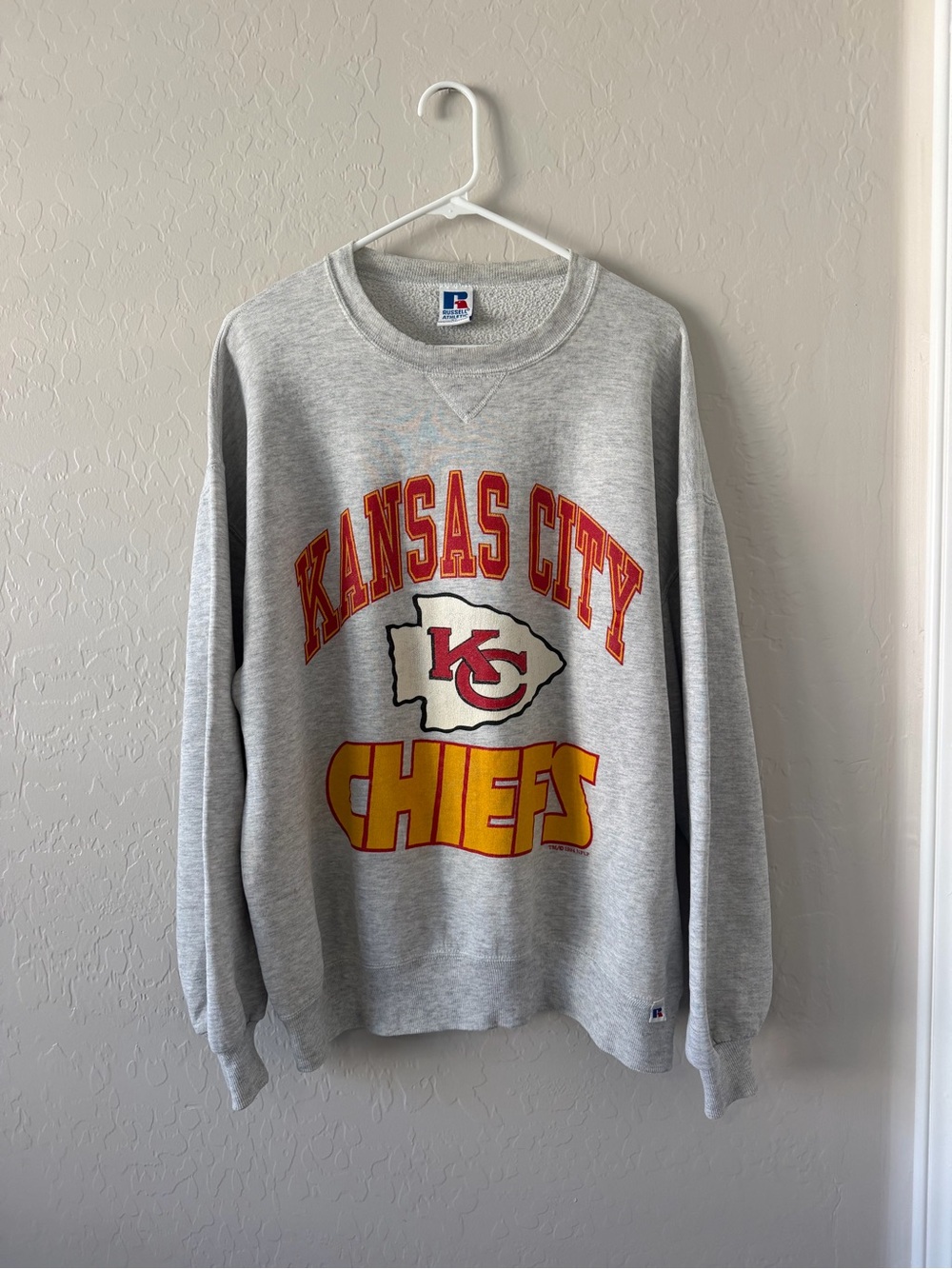 1994 vintage Russell Athletic Kansas City Chiefs Gray Crewneck made In USA XL